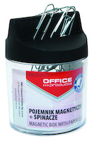 Pojemnik magn. na spinacze OFFICE PRODUCTS, okrągły, ze spinaczami, transparentny