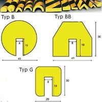Kantenschutz Typ G, selbstklebend, gelb/schwarz, 100 x 2,6 x 3 cm