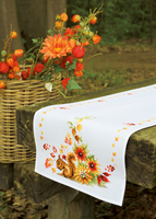 Counted Cross Stitch Kit Table Runner: Squirrel in Autumn