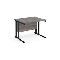 Maestro 25 straight desk 1000mm x 800mm - black cable managed leg frame and grey