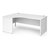 Contract 25 left hand ergonomic desk with panel ends and silver corner leg 1800mm - white