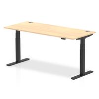 Dynamic Air 1800 x 800mm Height Adjustable Desk Maple Top Cable Ports Black Leg HA01220