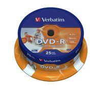 DVD-R, General, 16X, 4.7GB Wide Print. ID Brand 25 Pack Lege dvd's