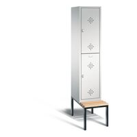 CLASSIC cloakroom locker with bench mounted underneath, double tier