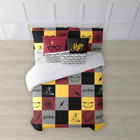 FUNDA NÓRDICA CON BOTONES 100% ALGODÓN MODELO HOGWARTS CUADROS PARA CAMA DE 80 (140X200 CM.)