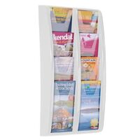 Wall mounted coloured leaflet dispensers - 8 x ? A4 pockets, white
