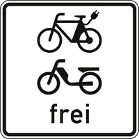 Verkehrszeichen VZ 1022-15 E-Bikes und Mofas frei, 600 x 600, Alform, RA 2