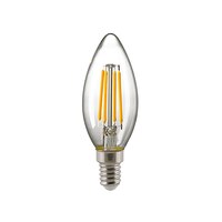 LED Filamentlampe KERZE, 230V, Ø 3.5cm / L 9.7cm, E14, 4.5W 2700K 470lm 300°, dimmbar, Klar