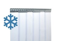 Foto 1 von PVC-Streifenvorhang Tiefkühlbereich kältefest Temperatur Resistenz +30/-25°C, Lamellen 200 x 2 mm transparent, Höhe 2,00 m, Breite 2,25 m (1,60 m), Edelstahl