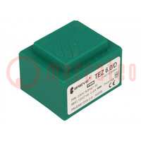 Transformator: ingegoten; 6VA; 230VAC; 15V; 400mA; PCB; IP00; TEZ