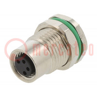 Connector: M8; female; PIN: 4; straight; for panel mounting; socket