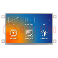 Display: TFT; 5"; 800x480; Illumin: LED; Dim: 137.5x76.6x8.4mm; RGB