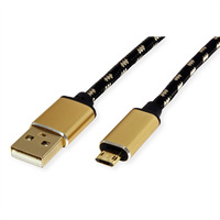 ROLINE GOLD USB 2.0 Kabel, USB A Male - Micro USB B Male, 1,8 m