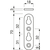 Skizze zu Lencse alakú ágyvasalatlapka, 70 x 18 x 3 mm, 2 kulcsfurat, horganyzott acél