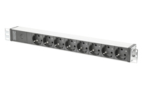 Digitus Regleta de enchufes con perfil de aluminio y fusible, 8 tomas de corriente, conector IEC C14 con cable de 2 m
