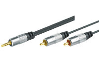 Tecline 1.5m 2 x RCA - 3.5mm audio kabel 1,5 m Zwart
