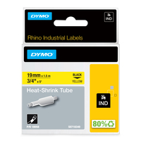 DYMO Rhino przemysłowe rurki termokurczliwe | 19 mm x 1,5 m | czarny nadruk na żółtym | samoprzylepne