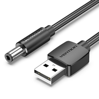 Vention USB to DC 5.5mm Power Cord 1M Black Tuning Fork Type