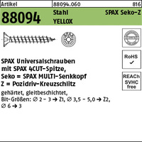 ART 88094 SPAX St. 4 x 25/20 -Z YELLOX, SEKO gal ZnC VE=K