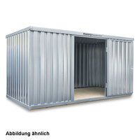 FLADAFI® Materialcontainer MC 1400 verzinkt - mit extrabreiter 2-flügeliger Tür, Holzfußboden