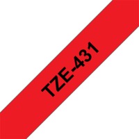 BROTHER szalag TZe-431, Piros alapon Fekete, Laminált, 12mm 0.47", 8 méter
