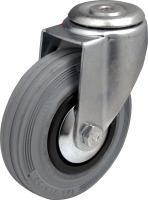 Produkt Bild von Stahl Lenkrolle Ruckenloch mit Rad aus Gummi ,Traglast 100 Kg