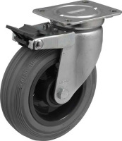 Produkt Bild von Stahl Lenkrolle mit Bremse mit Rad aus Gummi ,Traglast 340 Kg