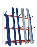 Anbauregal Profillager-Regal 3000 x 1825 x 700 mm (HxBxT), blau/verzinkt/RAL 2004, 3 Ebenen