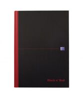 Black n Red A4 Casebound Hard Cover Notebook Narrow Ruled 192 Pages Blac(Pack 5)