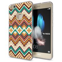 Huawei P10 Lite Hülle Handyhülle von NALIA, Slim Silikon Motiv Cover Schutzhülle-Indian Pattern