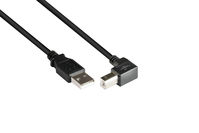 Anschlusskabel USB 2.0 Stecker A an Stecker B nach unten gewinkelt, 1m, Good Connections®