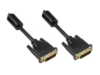 Anschlusskabel DVI-D 24+1 Stecker an Stecker, vergoldete Kontakte, mit Ferritkern, schwarz, 1,8m, Go