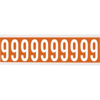 Identical numbers and letters on one card for indoor use 22.00 mm x 57.00 mm CNL2O 9, Orange, White, Rectangle, Removable, Vinyl, Matte, Self Adhesive Labels