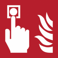Brandschutzschild - Brandmelder, Rot, 20 x 20 cm, Folie, Selbstklebend, Weiß
