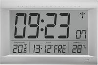LCD Funkwanduhr digital display silber matt