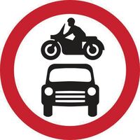 Motor vehicles prohibited road sign