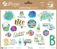Lettering Sticker, Umweltsprüche, Papier, Umwelt Statements, bunt, 38 Aufkleber