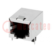 Socket; RJ12; PIN: 6; shielded; Layout: 6p6c; THT; angled