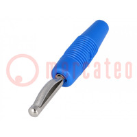 Connector: 4mm banana; plug; 30A; 60VDC; blue; non-insulated; 3mΩ