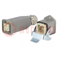 Connector: HDC; male + female; plug + socket,complete set; PIN: 4