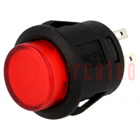 Switch: push-button; Pos: 2; SPST-NO; 1.5A/250VAC; OFF-ON; red
