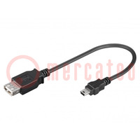 Kabel; USB 2.0; USB A-Buchse,Mini-USB-B-Stecker; 0,2m; schwarz