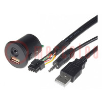 Adapter USB/AUX; Nissan; Jack 3,5mm 4pin gniazdo,USB A gniazdo