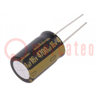 Condensateur: électrolytique; THT; 4700uF; 16VDC; Ø16x25mm; ±20%