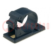 Screw down self-adhesive holder; 15mm; polyamide; black; UL94V-2