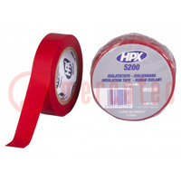 Tape: electrical insulating; W: 15mm; L: 10m; Thk: 0.15mm; red; 241%