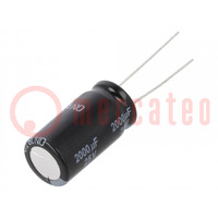 Capacitor: electrolytic; THT; 2000uF; 25VDC; Ø12.5x25mm; Pitch: 5mm