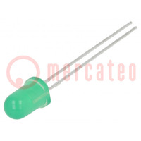 LED; 5mm; groen; 30mcd; 60°; Voorkant: convex; 2,2÷2,6V; Aant.uitg: 2