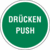 Hinweisschild für Türen - DRÜCKEN<br>PUSH, Grün, 10 cm, Polyesterfolie