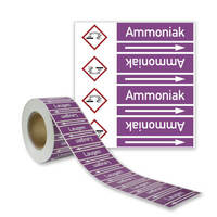 SafetyMarking Rohrleitungsband, Ammoniak, Gruppe 7, violett, DIN 2403, Länge 33m